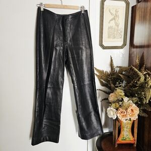 Vintage Black Leather MLC Straight Leg High Rise Womens Pants